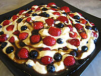 vinaigre balsamique : Mascarpone aux fraises et aux myrtilles
