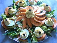 Recette Assiette d'oeufs farcis à la brousse et au radis noir