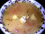 potage aux poissons : Assiette de potage de lotte et quinoa