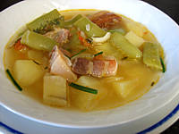 Soupes & potages : Assiette de soupe au lard et patates douces