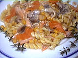 champignon de paris : Assiette de pâtes au saumon fumé