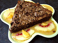 Gâteau au chocolat et coulis de melon