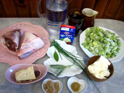 Ingrédients pour la recette : Souris d'agneau aux fèves et au parmesan