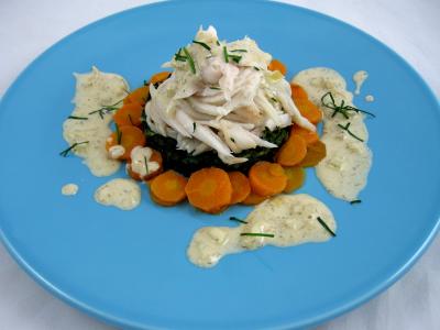 yaourt : Assiette d'ailes de raie aux carottes et aux bettes