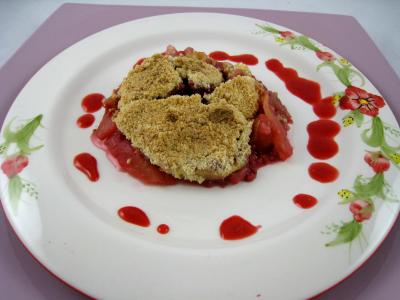 Image : recette Apple crumble aux framboises et aux pommes