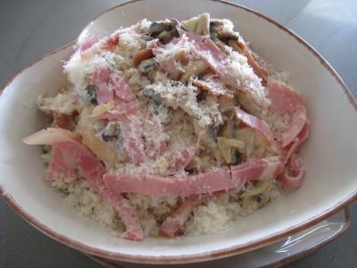Recette Assiette de risotto aux champignons et au jambon à l'italienne