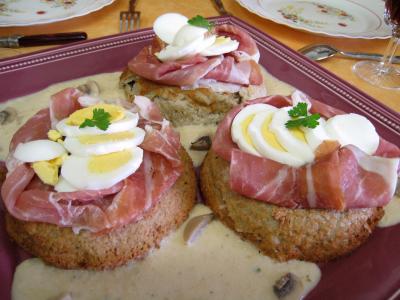 Image : recette Gâteau de Pâques aux champignons et au jambon de Parme