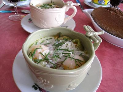 beurre allégé salé : Bol de sauté de légumes et ses oeufs au bain-marie