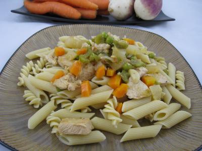 Recette Pâtes complètes aux carottes et légumes