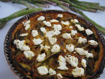 beurre allégé sans sel : Tarte aux asperges au fromage frais de chèvre