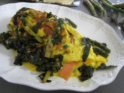 Cuisine diététique : Assiette d'omelette d'asperges au chou et aux ognasses