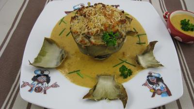 farcis : Assiette d'artichaut farci à la perche