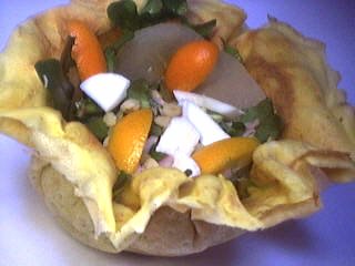 Recette Aumônière de crêpe aux kumquats
