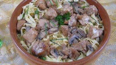 Image : recette Tagliatelles au poulet et au cognac