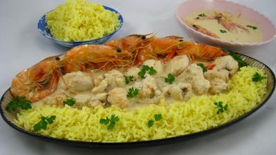 Image : Plat de blanquette de lotte au champagne