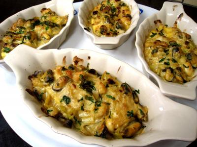 moule : Cassolettes de moules et polenta au boursin