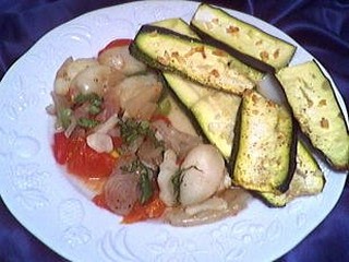 Image : Assiette de calamars aux poivrons