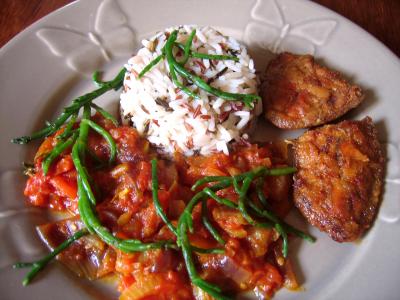 Recette Assiette de cari de foies de lotte aux salicornes
