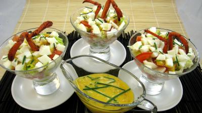 Image : recette Verrines de homard en salade