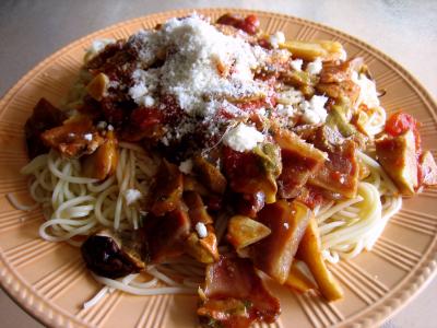 recette pâtes : Assiette de capellini aux cèpes