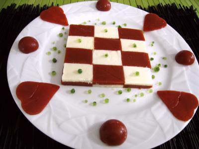 Recette Assiette d'amuse-bouche moléculaire à la tomate et mozzarella
