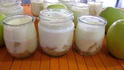 yaourt aux fruits : Pommes caramélisées au yaourt