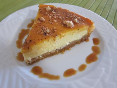 fromage blanc : Tranche de cheese cake au caramel