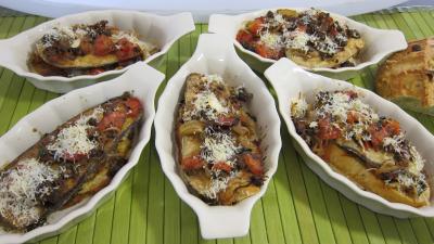 Recette Crostinis d'aubergines et son concassé de boeuf façon Italienne