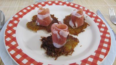 Recettes rapides : Assiette de röstis de pommes de terre au jambon de Parme